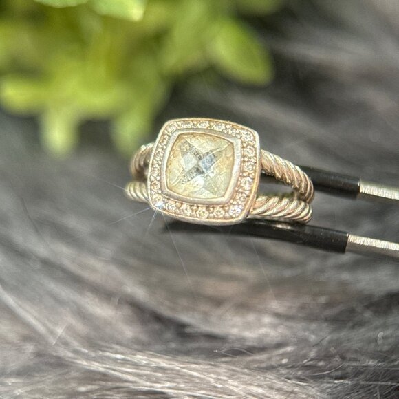 D.Y. 925 Prasiolite/Diamonds Ring - Picture 7 of 12